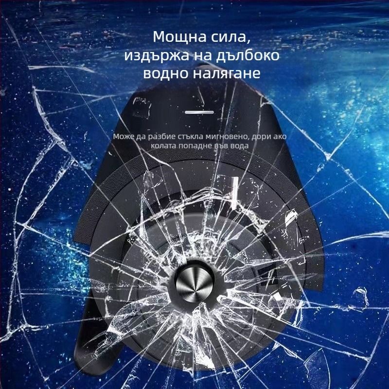 Автомобилен аварийно-спасителен чук с четири функции: стъклоразбивач, фенерче, карта за паркинг; метал + ABS