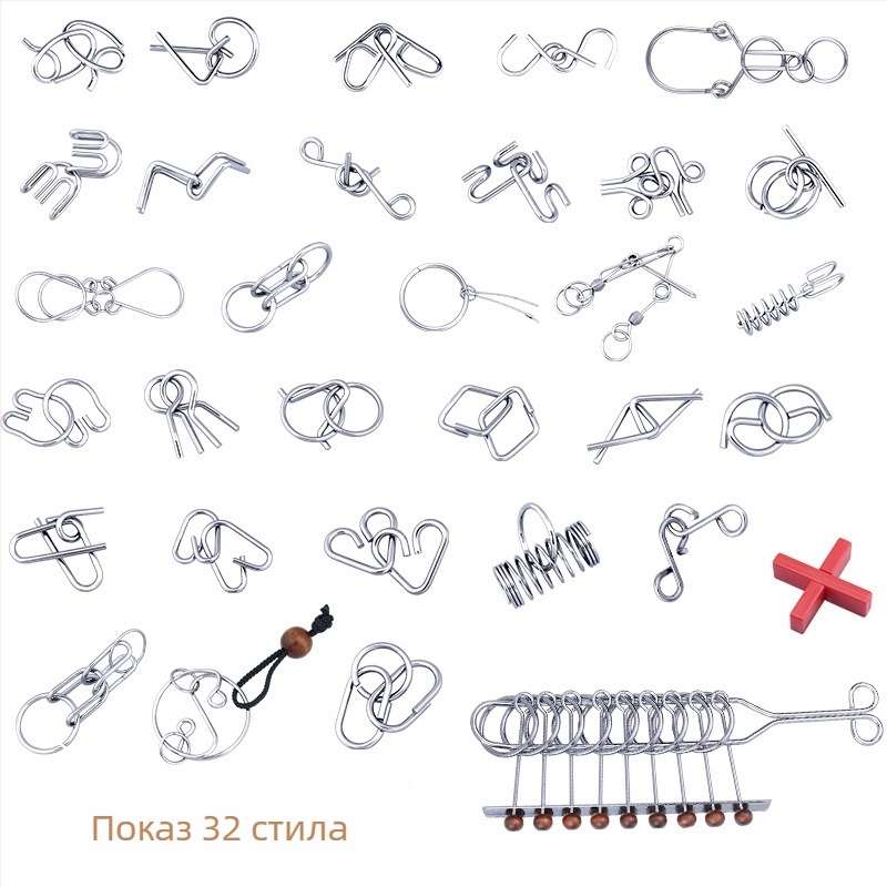 Пъзел от девет свързани пръстена, метална конструкция, умствено стимулиране, възможност за персонализиране с лого, цветна кутия