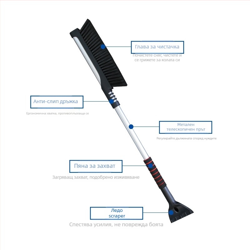 Shun Wei Мултифункционална лопата за сняг за автомобил – Разтягаема, премахване на лед и сняг