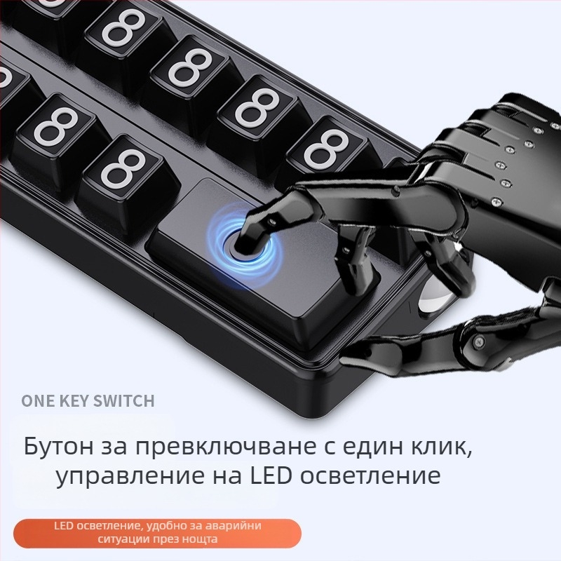 Многофункционален чук за безопасност с разбиване на прозорци, осветление и временен знак за паркиране — модел T61, пластмасов