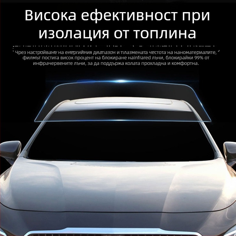 Автомобилен филм за прозорци – самозалепващ, нано керамична мембрана, светлопропускливост 70–80%, UV защита 90%+, серия 1