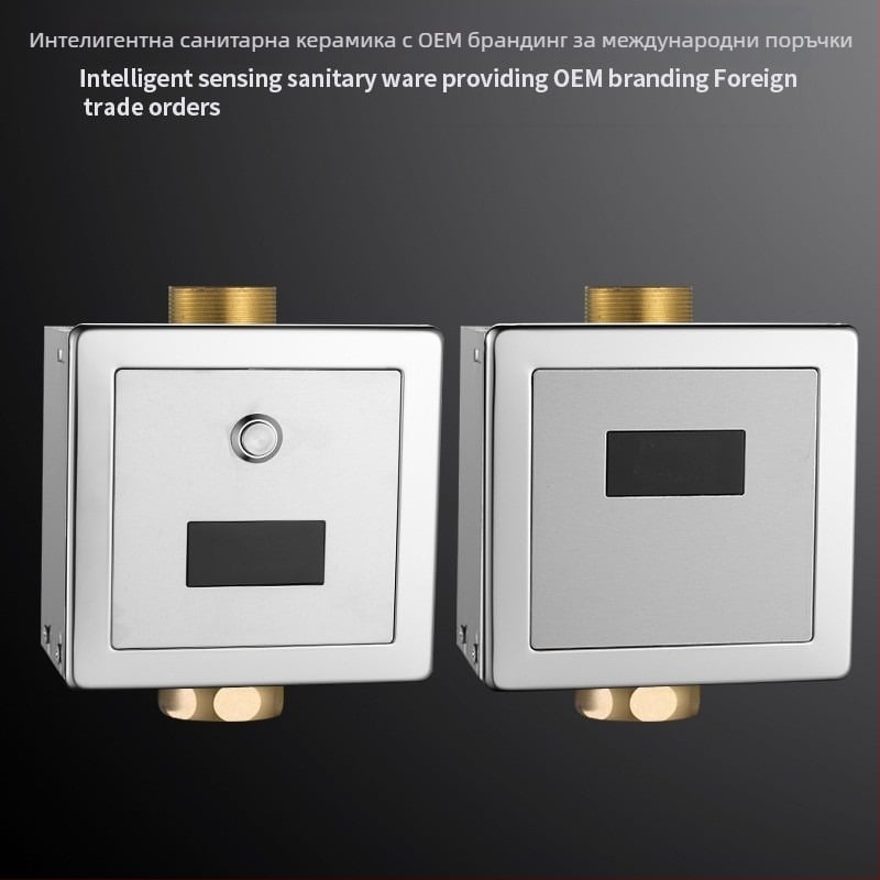 Сензорен клапан за промиване на подова тоалетна със скрита инсталация, неръждаема стомана, модел 481, модерен минималистичен стил