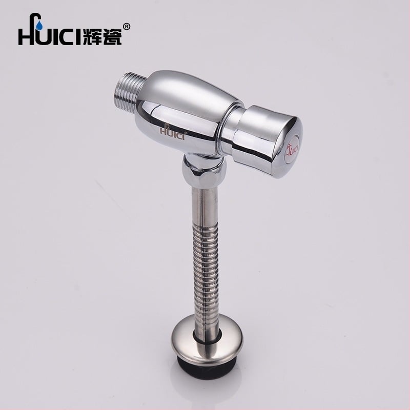 Клапан за промиване на уринал със забавено промиване, скрит монтаж, ръчно натискане; модел Small straight belly, меден, модерен минимализъм