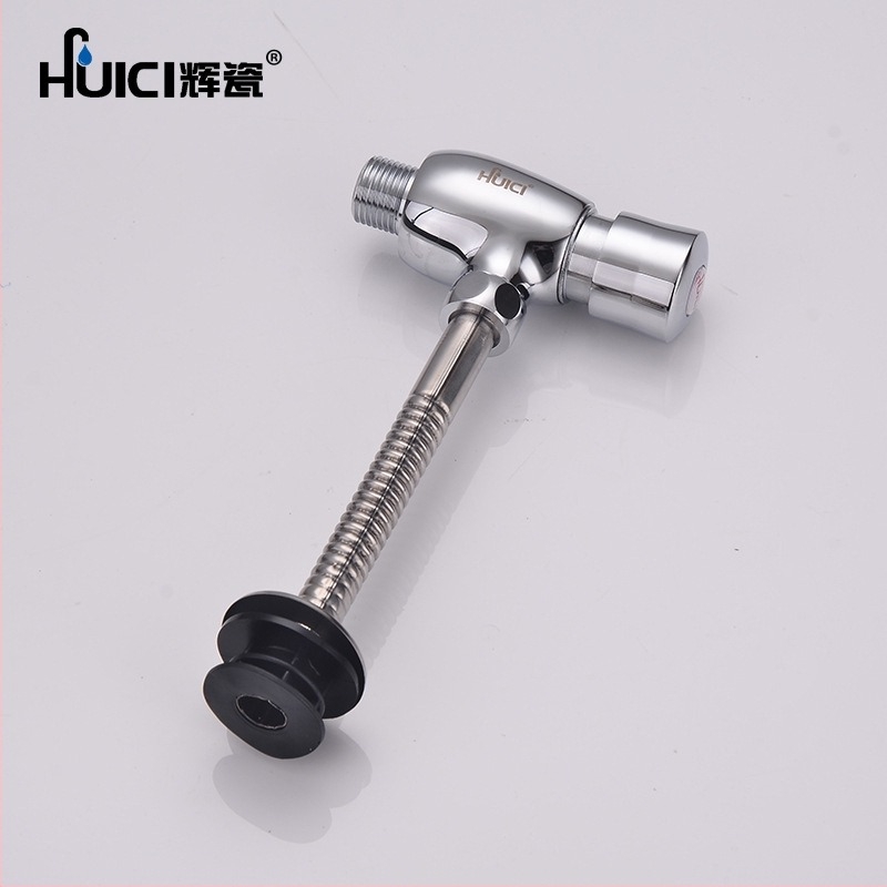 Клапан за промиване на уринал със забавено промиване, скрит монтаж, ръчно натискане; модел Small straight belly, меден, модерен минимализъм