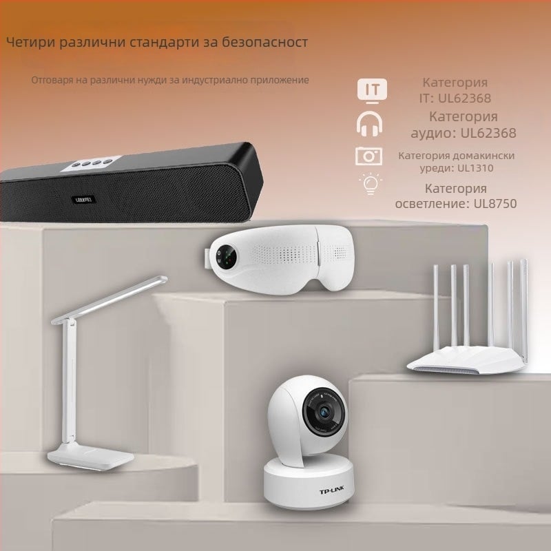 GQ 12-120100-CC захранващ адаптер, 12V изход, вход 100-240V, UL/ETL/FCC сертифициран, DC щепсел 5.5x2.1/2.5 мм