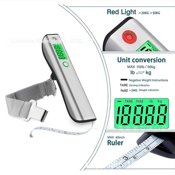 Електронна везна за багаж, капацитет 50 кг, корпус от неръждаема стомана, модел ocs-39, електронно измерване, преносима