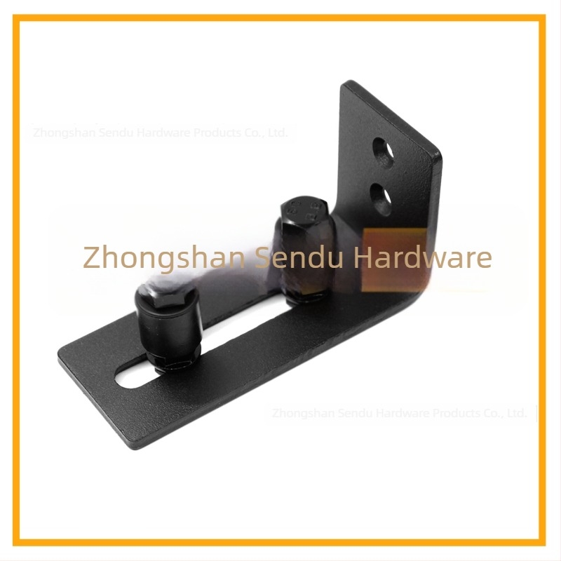 Хамбарни врати хардуер: стоманен материал, матово черно покритие, модел FL50503, осем в едно монтажни опции, стопери за колела с двойна дупка