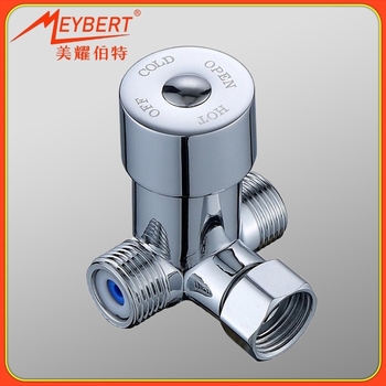 Латунов смесител за гореща и студена вода, 2-в-1 изход, регулатор на температурата, термостатичен контрол (4-пътен поток)