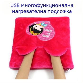 USB пантофи за отопление на крака – унисекс, велурено горно, подметка от TPE, електрическо отопление
