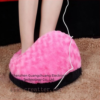 USB електрически отопляващи пантофи за домашна употреба, унисекс, мулти-точково отопление, велурен горен слой, подметка от текстил и гъба