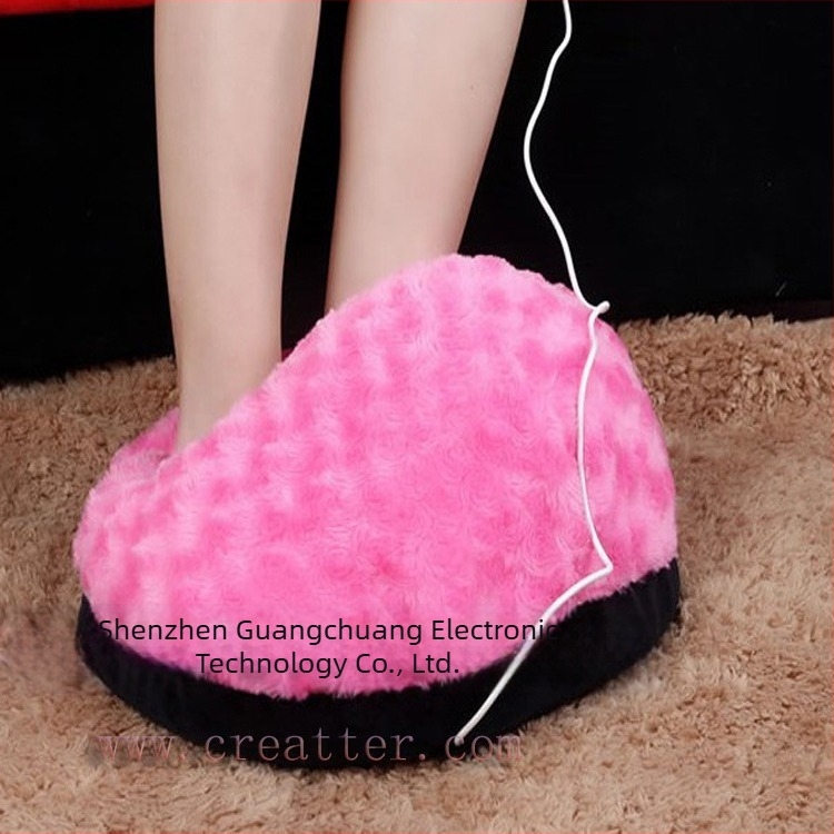 USB електрически отопляващи пантофи за домашна употреба, унисекс, мулти-точково отопление, велурен горен слой, подметка от текстил и гъба