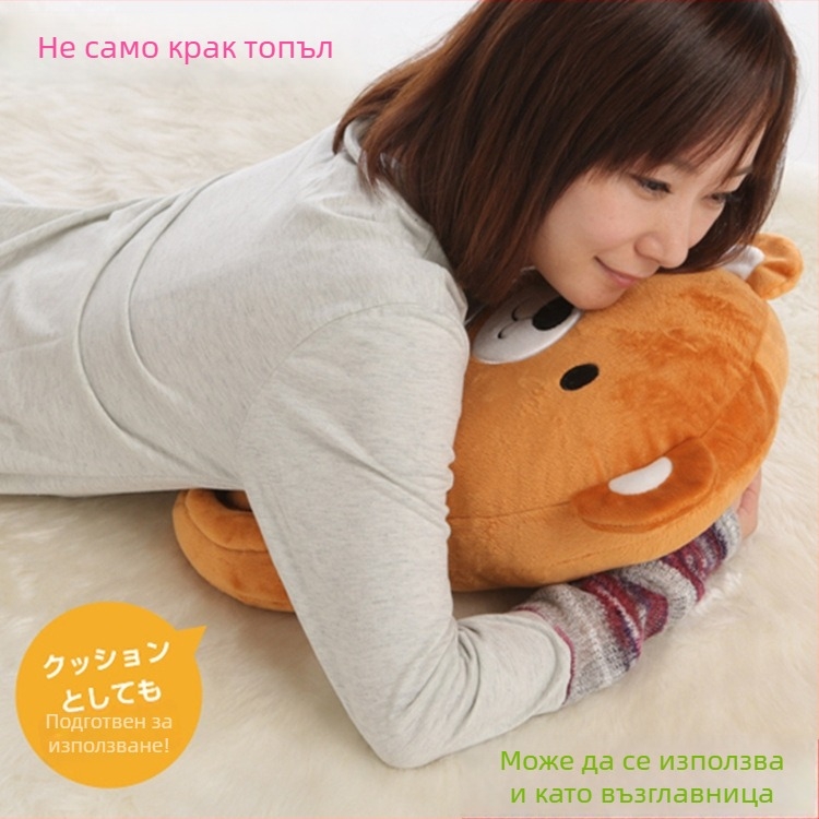 Creatter USB електрически топли пантофи за крака – карикатурен стил, върхът от велур, подметка от термопластичен еластомер, обвивка на петата