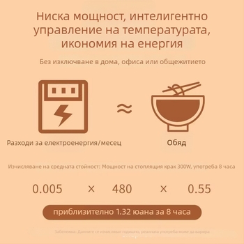 Загрявател за крака от масивно дърво, механичен режим, 220V, 300W, управление чрез копче