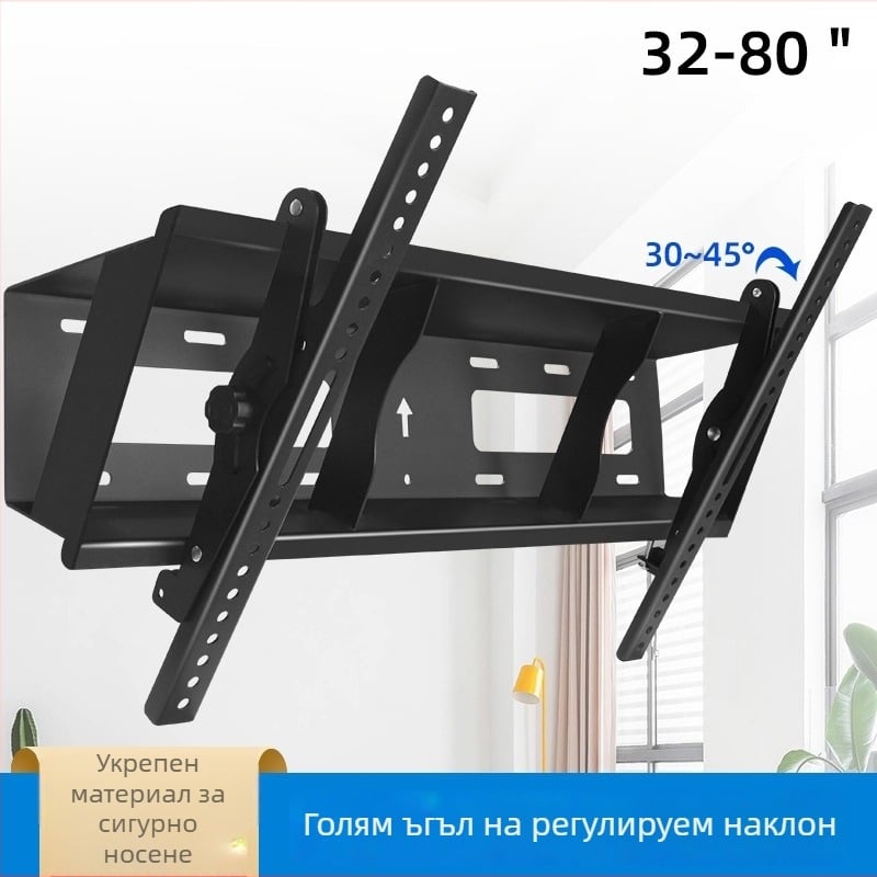 Стенно монтиращ държач за телевизор с 45° наклон, модел t400, от студено валцована стомана, тегло 6 кг