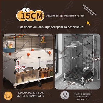 Папагалова клетка, метална конструкция, защита от пръски, за птици, луксозен дизайн