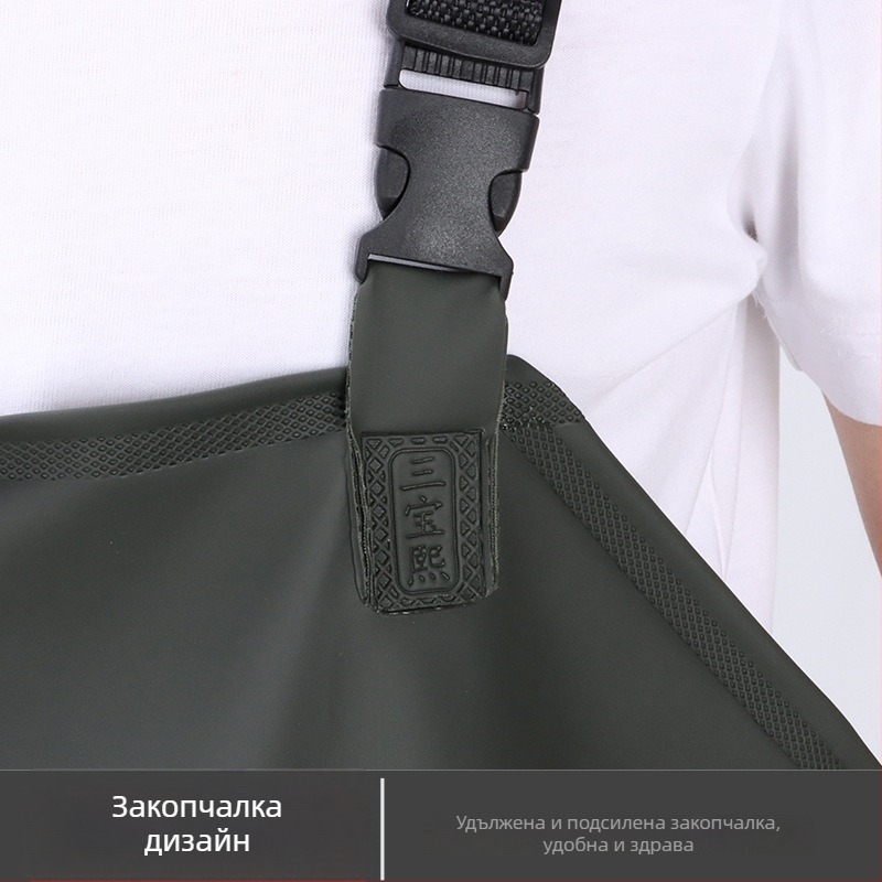 Дъждовен плащ с презрамки за възрастни — водоустойчив PVC плат, дебел, за риболов и аквакултура, печат на лого, персонализиране