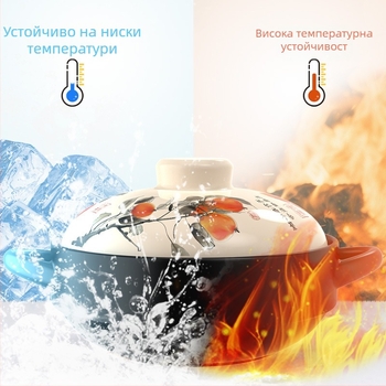 Керамичен съд за ориз, яхнии и супи; подходящ за открит пламък; термоустойчив, домашна употреба