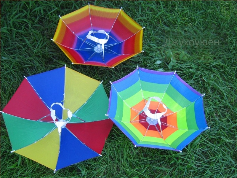 Чадър-шапка с 6 ребра, найлонова тъкан, рамка от сплав, 7 панели, ръчно отваряне