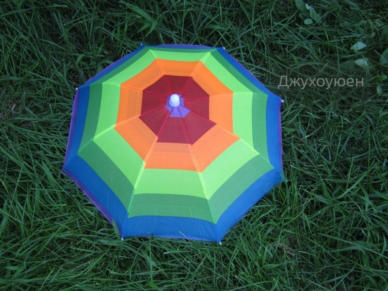 Чадър-шапка с 6 ребра, найлонова тъкан, рамка от сплав, 7 панели, ръчно отваряне