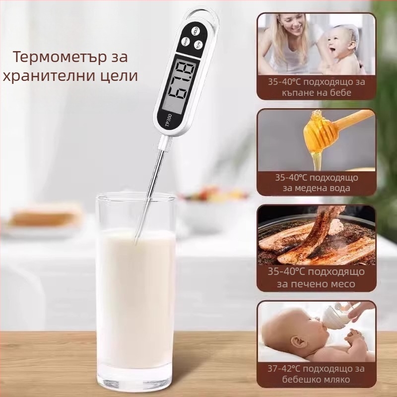 Дигитален зондов термометър за храна, вода, масло и мляко, кухненски термометър за печене на хляб