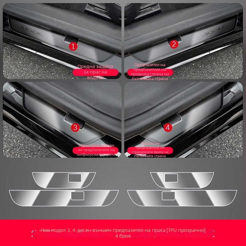 Tesla Model 3 TPU защитен филм за средна колона и централно управление – защита от драскотини за бутоните на волана, бутона за врата и панелите за прозорците