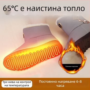 За жени USB-захранвани отопляващи пантофи, PU горна част, гумена подметка — електрическо отопление
