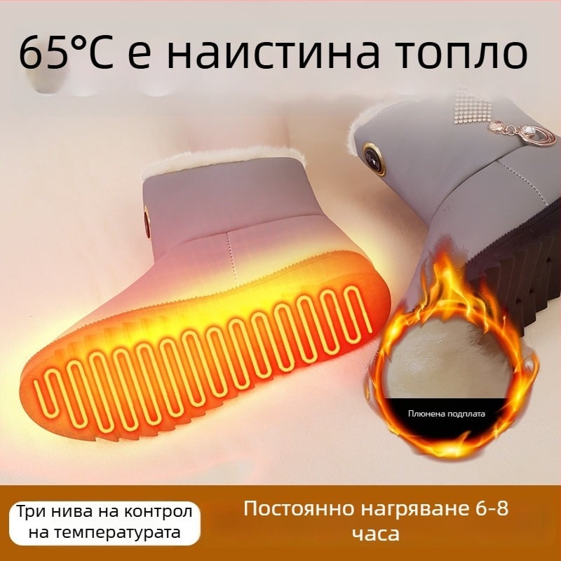 За жени USB-захранвани отопляващи пантофи, PU горна част, гумена подметка — електрическо отопление