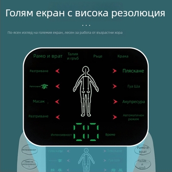 Дигитален масажор за меридиани с пулсова физиотерапия, цветен LCD дисплей, двоен изход, USB захранване, електронна акупунктура, модел 7005, за шия, гръб, кръст, ханш, крака и стъпала