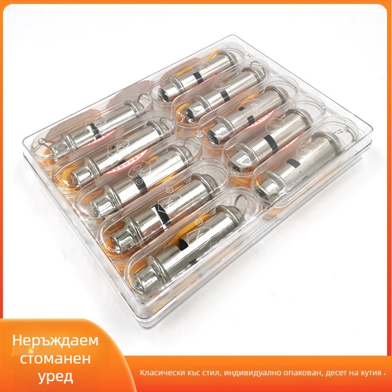 Съдияска свирка от неръждаема стомана, с шнур, 10 бр./кутия, 800 бр.