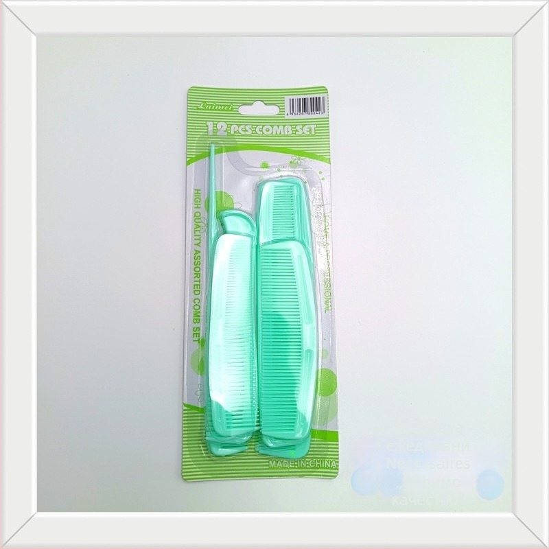 12-частен пластмасов комплект гребени за прически с заострен край за многоцелево стилизиране