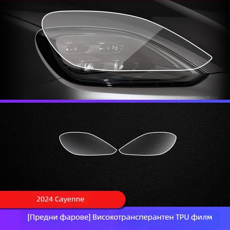 TPU вътрешна защитна фолија за Porsche Cayenne — инструментален и навигационен дисплей, централна конзола и скоростен лост — еднотипно формоване, устойчиво на температури, устойчива на драскотини и износване, против отпечатъци и мазни петна