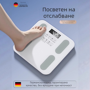 Oufanda Bluetooth телесна везна с тест за телесни мазнини и вода, 0,2–180 кг, закалено стъкло, за възрастни