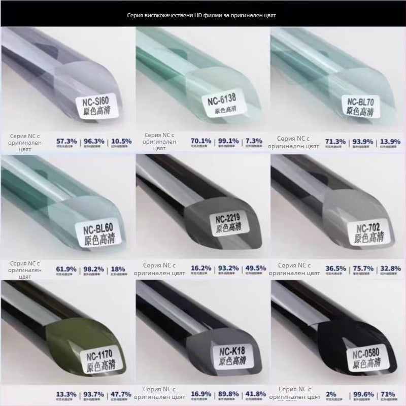 Автомобилен филм за стъкло с керамично наноинорганично покритие, висока изолация 99%, UV защита 99%, пропускливост 5-80%, защита срещу експлозия