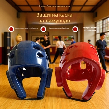 Защитно шлемче за глава с NBR пяна, универсално за Таекуондо, Санда и Карате; ушна защита; антиударен дизайн.