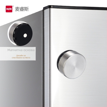 myle кухненски таймер - Механично движение, Стоманен корпус, Цифров дисплей, Кръгла форма, Хронограф функция