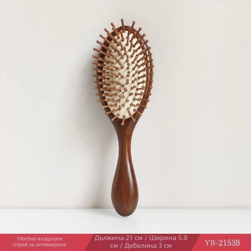 Дървен масажен гребен от сандалово дърво с въздушна подложка и масажна глава за стимулиране на меридианите, подходящ за дълга коса
