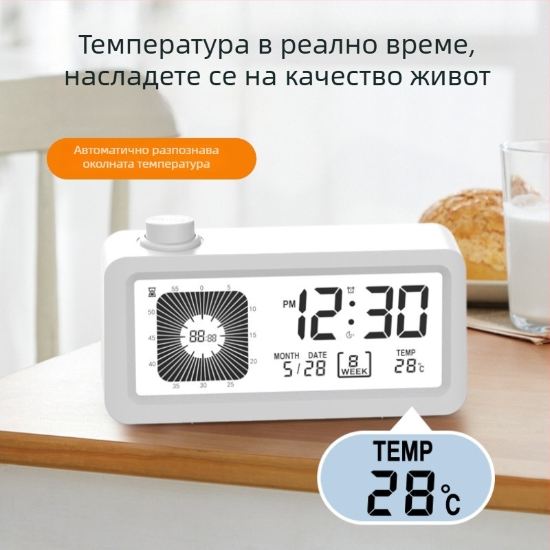 Таймер часовник с двойен дисплей (аналогов + цифров) – термометър, аларма, хронограф, календар