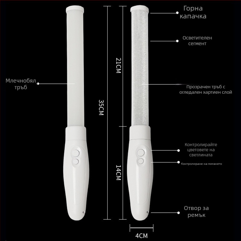 LED светеща пръчка, 15-цветова смяна на цветовете, печат на лого, ABS+PS, ръчно държан реквизит за аплодисменти