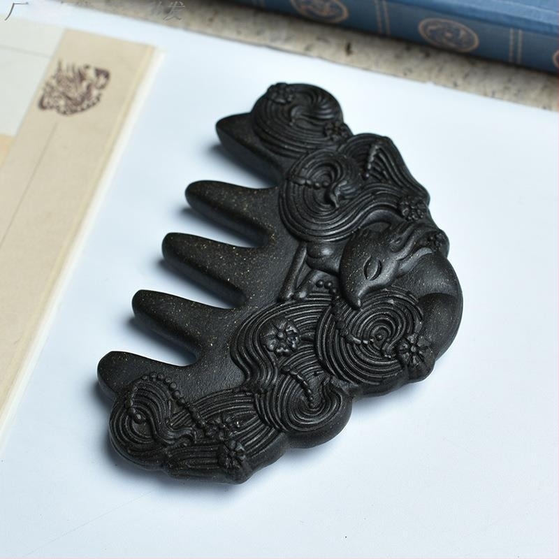 Дървен гребен за растеж на косата с масаж на скалпа, ароматизиран Polygonum multiflorum, против косопад