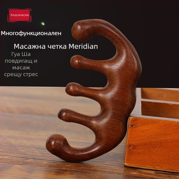 Дървен гребен за масаж на скалпа с кръгла глава и широки зъби (японски стил)