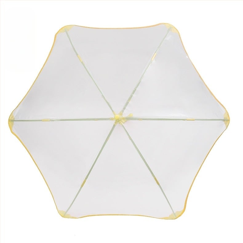 Детски автоматичен чадър с 6 ребра, фибърен каркас и прозрачен POE покрив