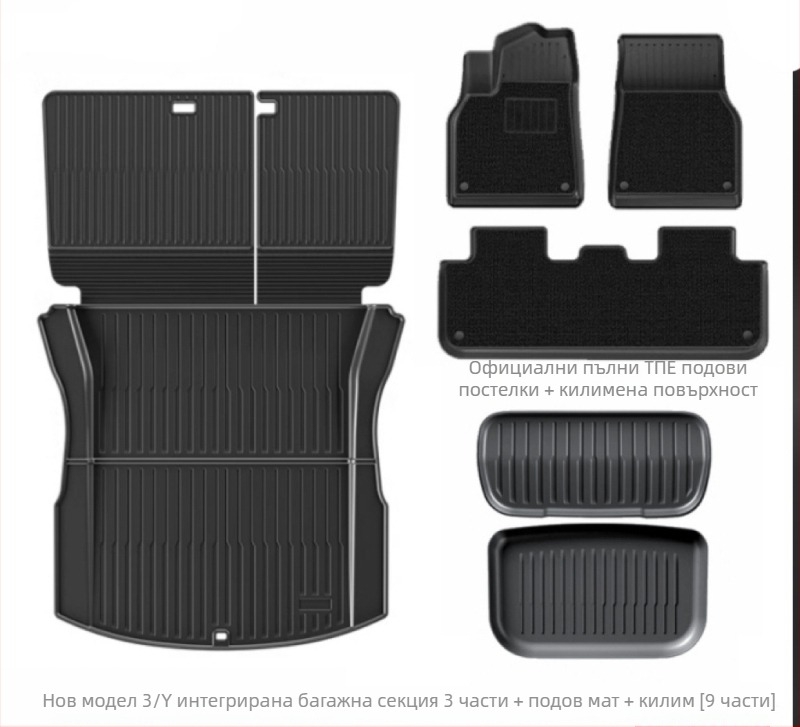 Tesla Model Y3 интегрирана подложка за багажник, материал TPE, персонализиране налично, код 007, специални подложки за крака
