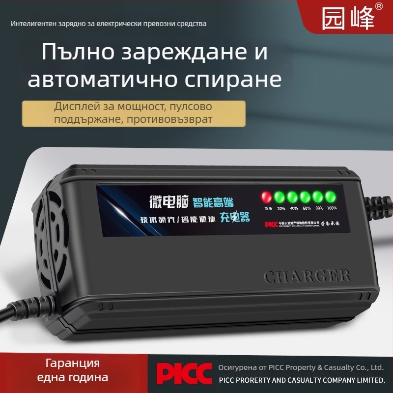 Park Peak зарядно за EV батерия 48-72V, 20A, с 6 LED дисплей и автоматично изключване (AC 100-240V)