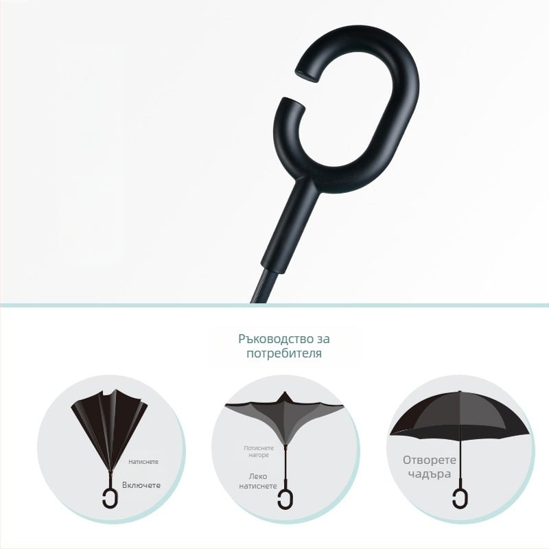 Bear Brother Детски предпазен чадър с обратен двоен слой, 8 фибърни ребра, плат 190T PG с ефект лотос, ръчно отваряне/затваряне, персонализируемо лого