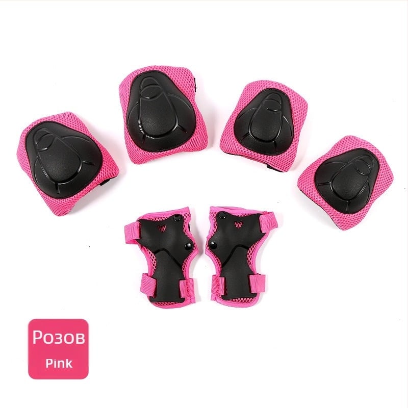 Детски комплект защитни протектори за каране на ролери: коленни, лакътни и киткови протектори, 6 части, материал пяна