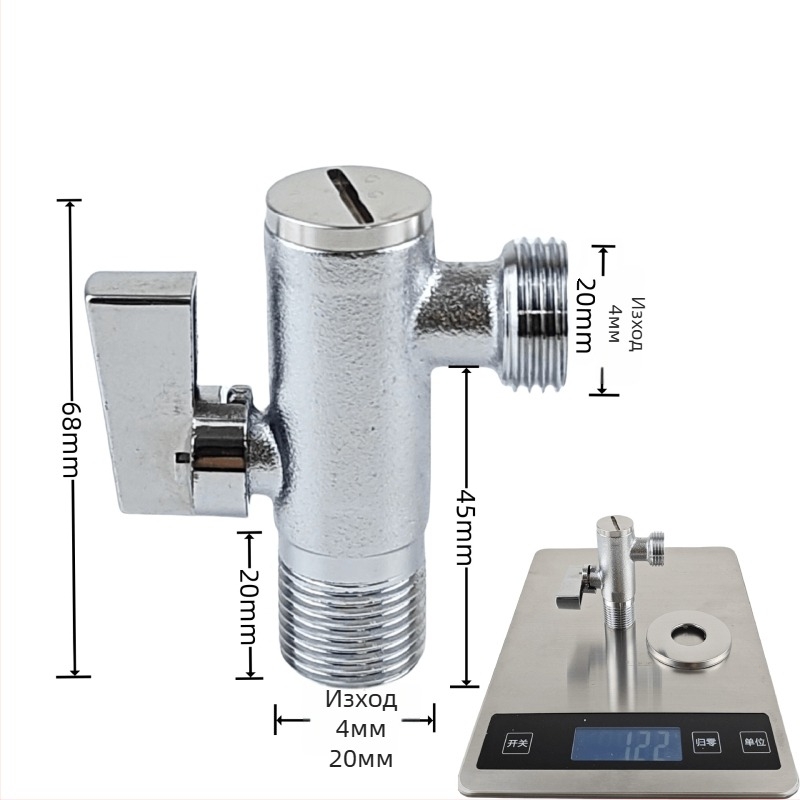 Ъглов клапан за тоалетна от 304 неръждаема стомана, висок поток, модел 4 или 6 точки, работно налягане 1 MPa, монтаж спирален