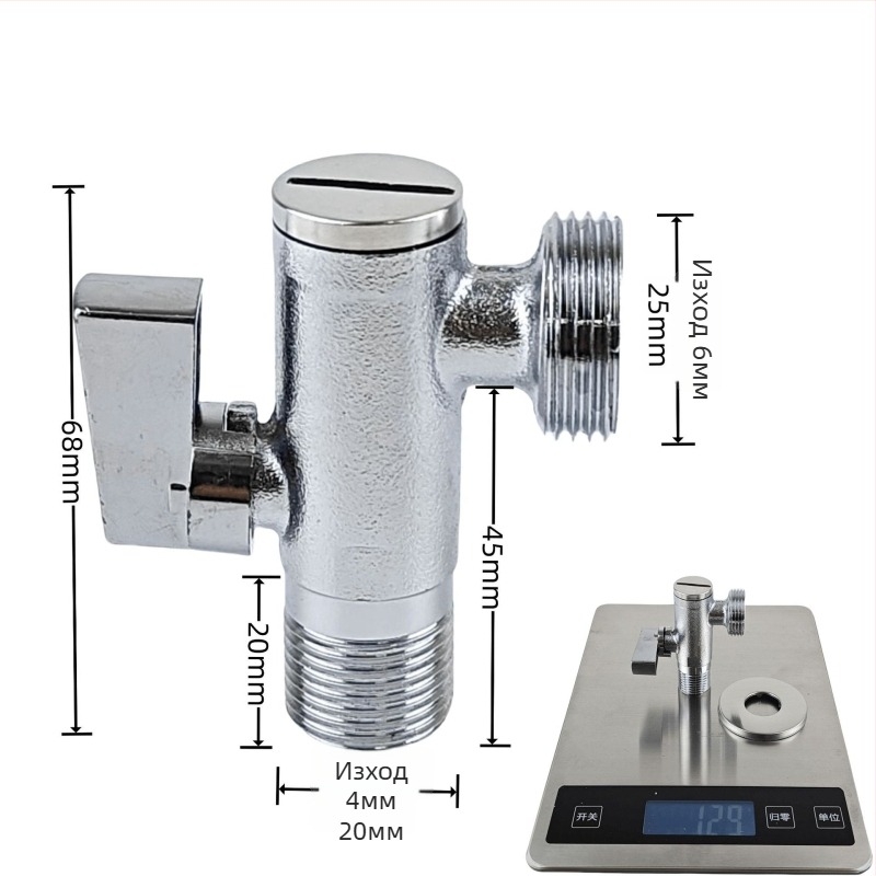 Ъглов клапан за тоалетна от 304 неръждаема стомана, висок поток, модел 4 или 6 точки, работно налягане 1 MPa, монтаж спирален