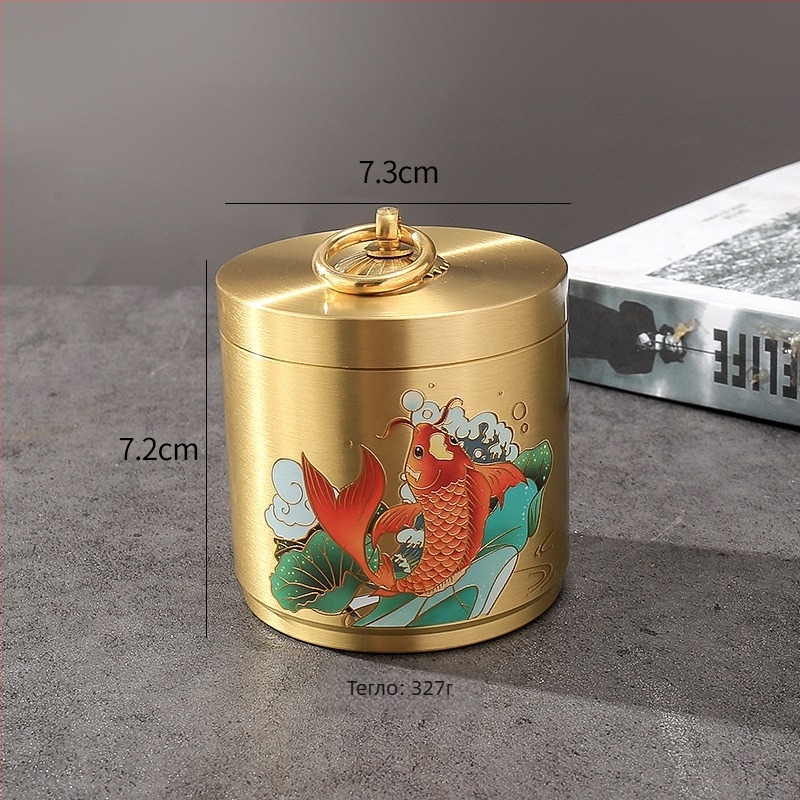 Латунен пепелник със склад за съхранение, настолен декор в китайски стил, антипадане, персонализирано лого