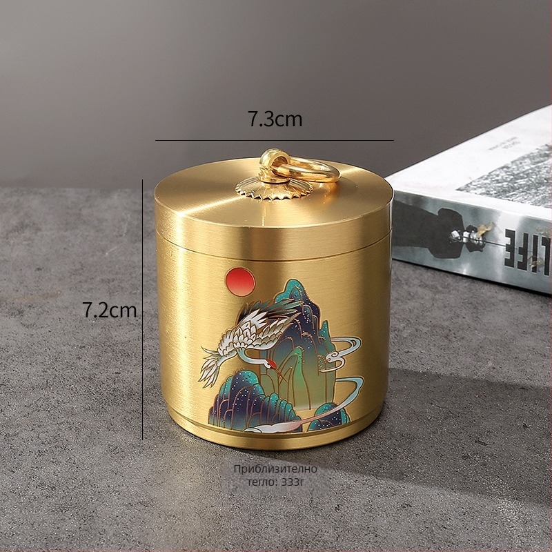 Латунен пепелник със склад за съхранение, настолен декор в китайски стил, антипадане, персонализирано лого