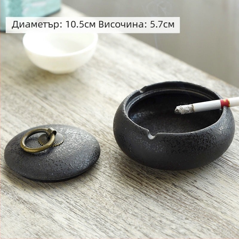 Пепелник с капак - ретро керамичен, декоративно съхранение, персонализирано лого, персонализация налична, 100 бр./кутия